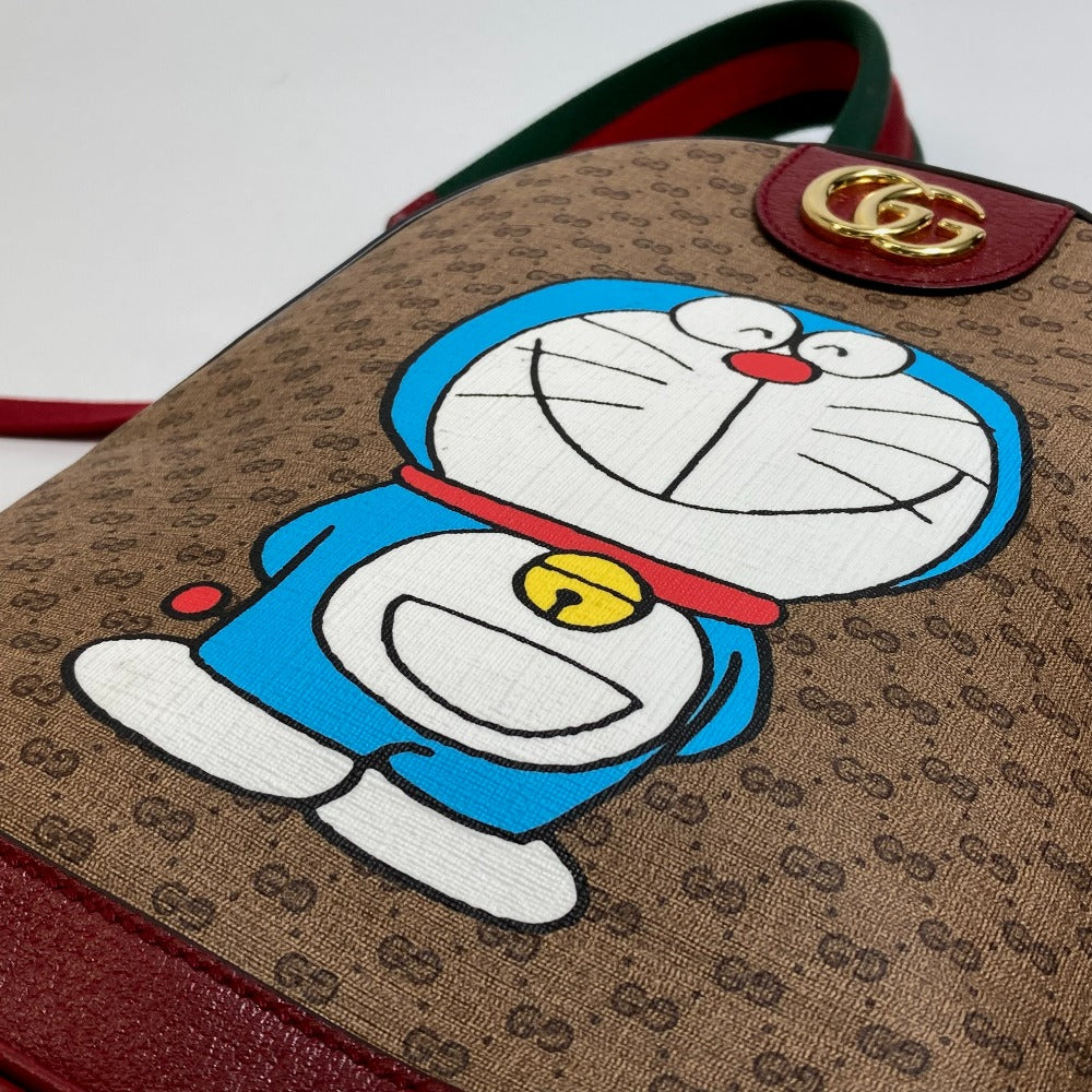 GUCCI Backpack 647816 PVC / Leather brown x wine red GG Supreme Doraemon x GUCCI Small Women(Unisex) Used