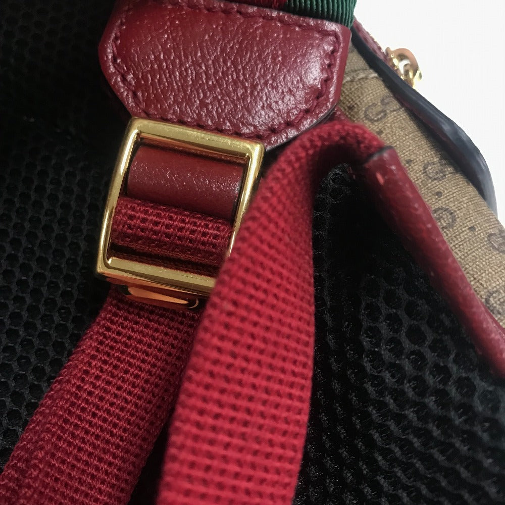 GUCCI Backpack 647816 PVC / Leather brown x wine red GG Supreme Doraemon x GUCCI Small Women(Unisex) Used