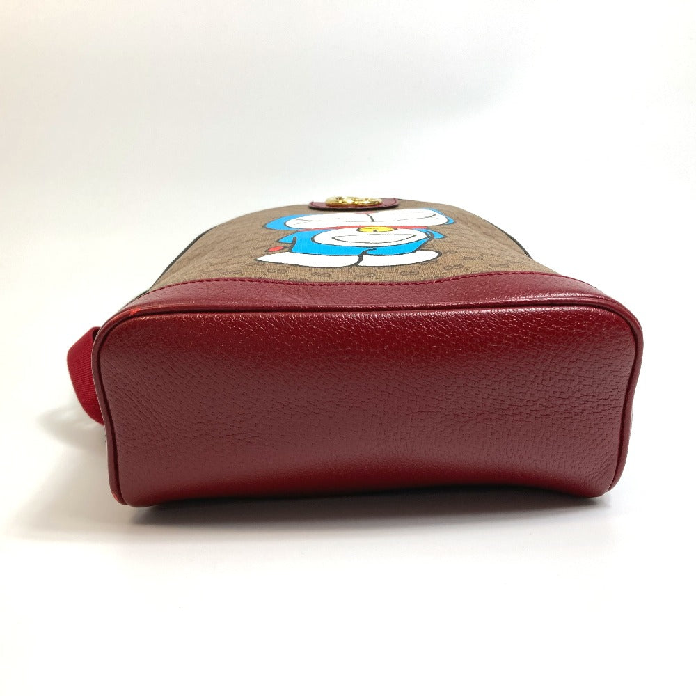 GUCCI Backpack 647816 PVC / Leather brown x wine red GG Supreme Doraemon x GUCCI Small Women(Unisex) Used