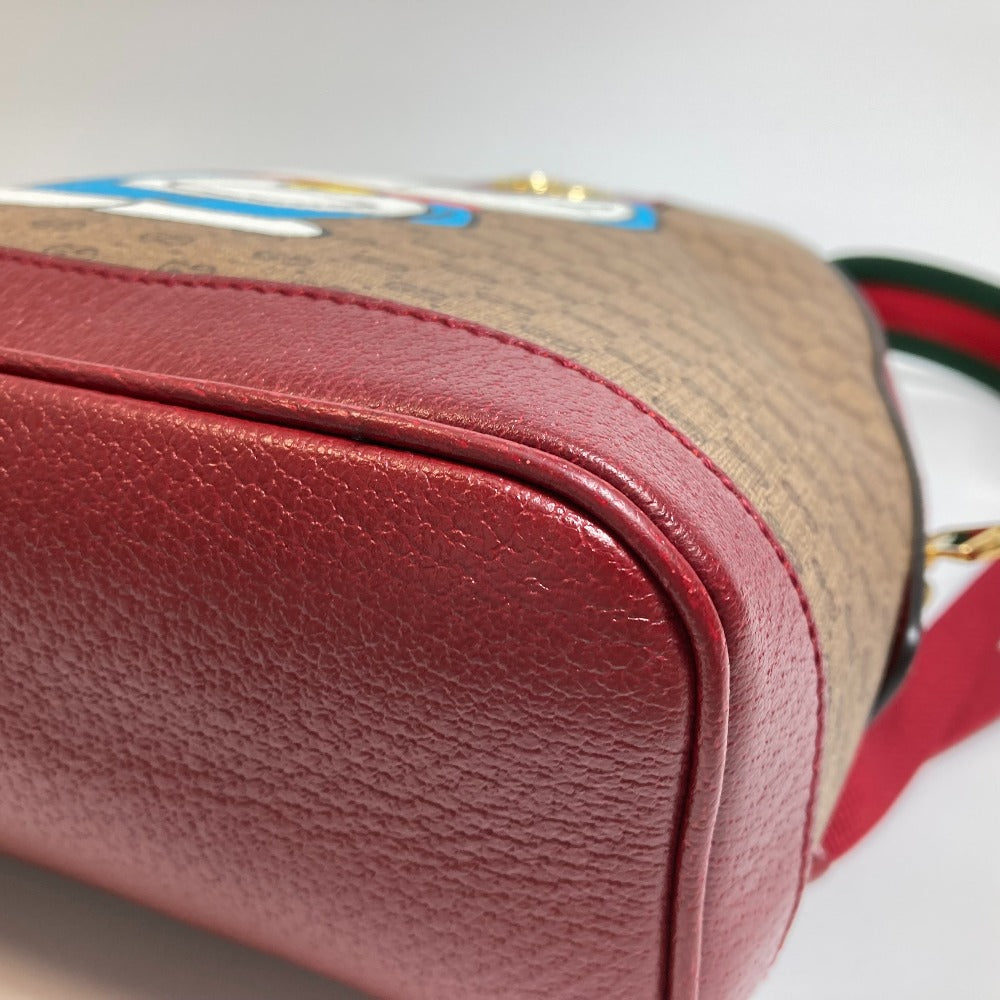 GUCCI Backpack 647816 PVC / Leather brown x wine red GG Supreme Doraemon x GUCCI Small Women(Unisex) Used