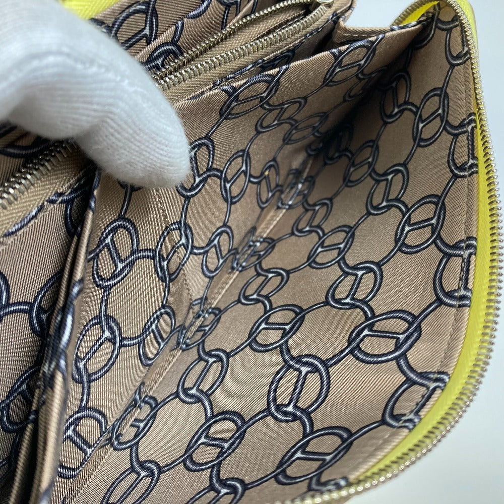 HERMES Long Wallet Purse Epsom yellow Silk in Azap Long Women Used