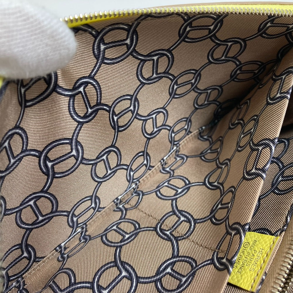 HERMES Long Wallet Purse Epsom yellow Silk in Azap Long Women Used