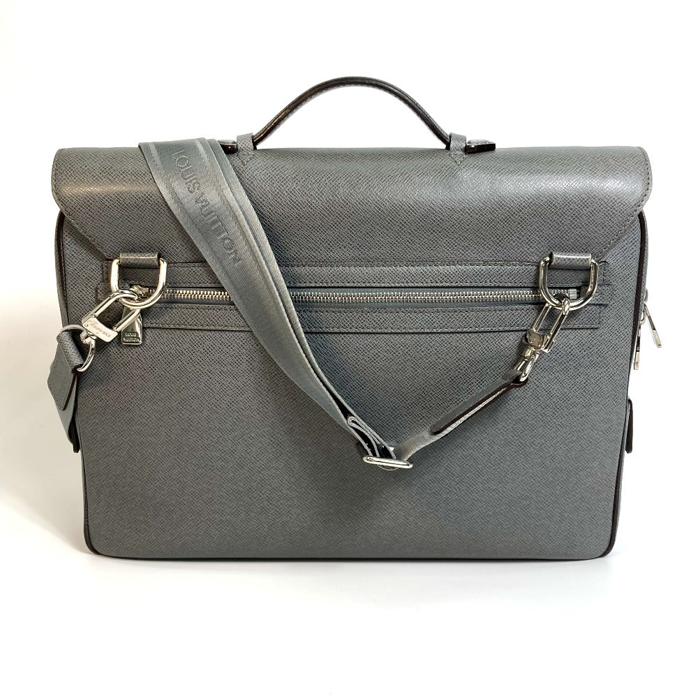 LOUIS VUITTON Briefcase M32641 Taiga Leather gray Taiga Vasili PM mens Used