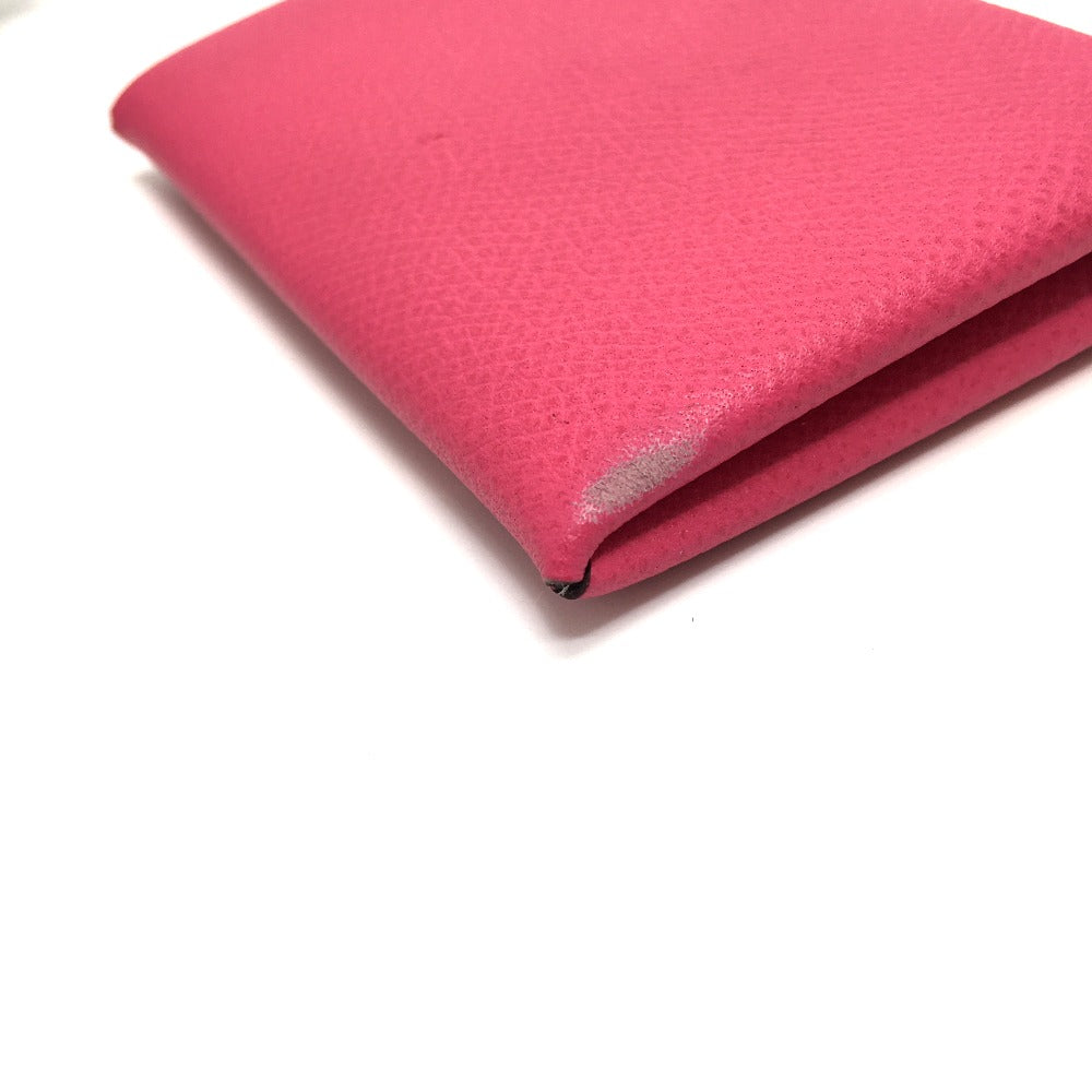 HERMES Card Case Epsom pink Bifold Wallet Calvi Women Used