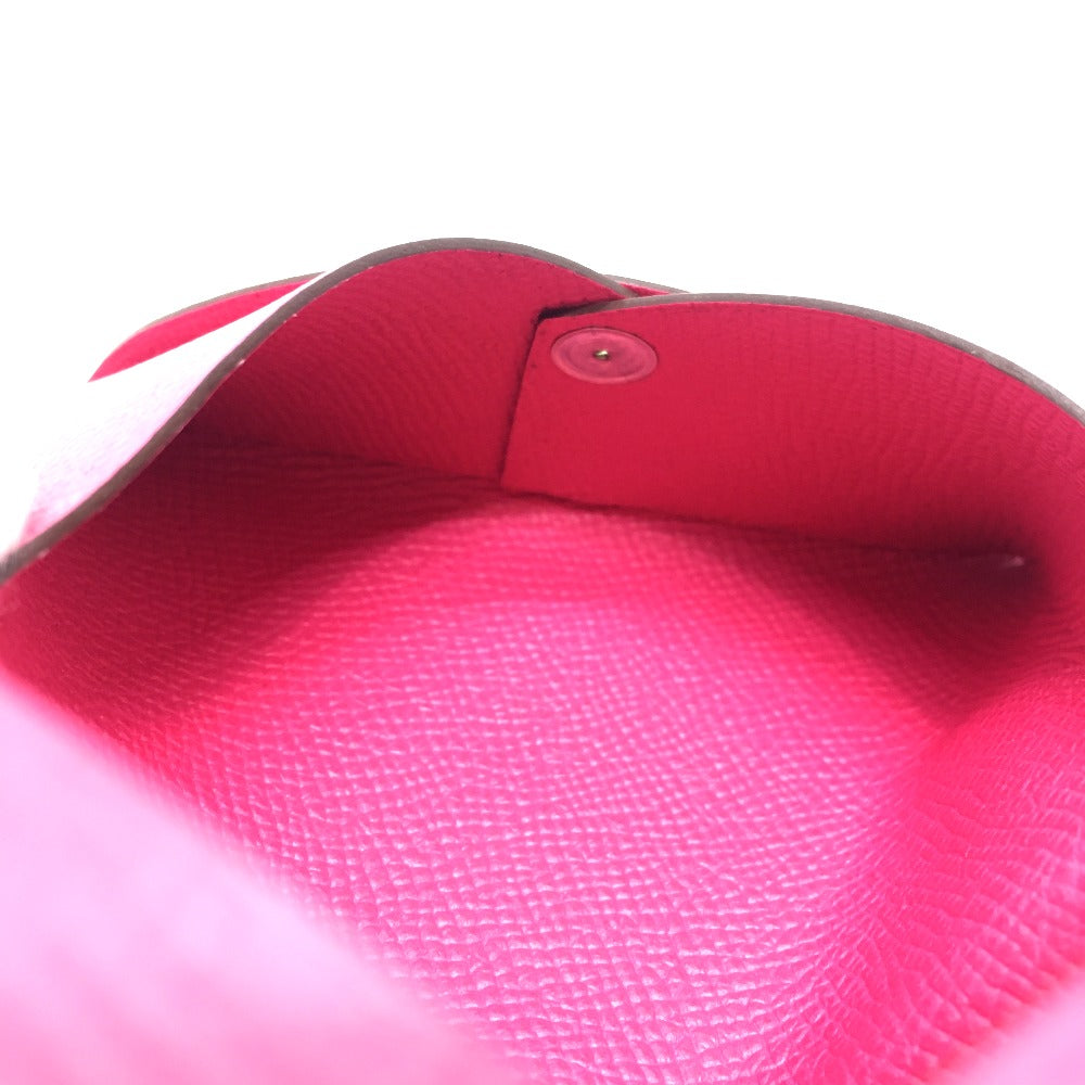 HERMES Card Case Epsom pink Bifold Wallet Calvi Women Used