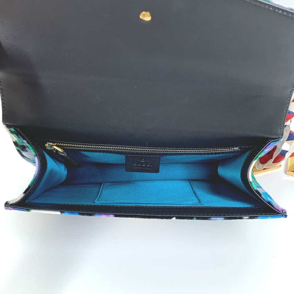 GUCCI Shoulder Bag 421882 Velor / leather multicolor Floral Silvi Small Women Used
