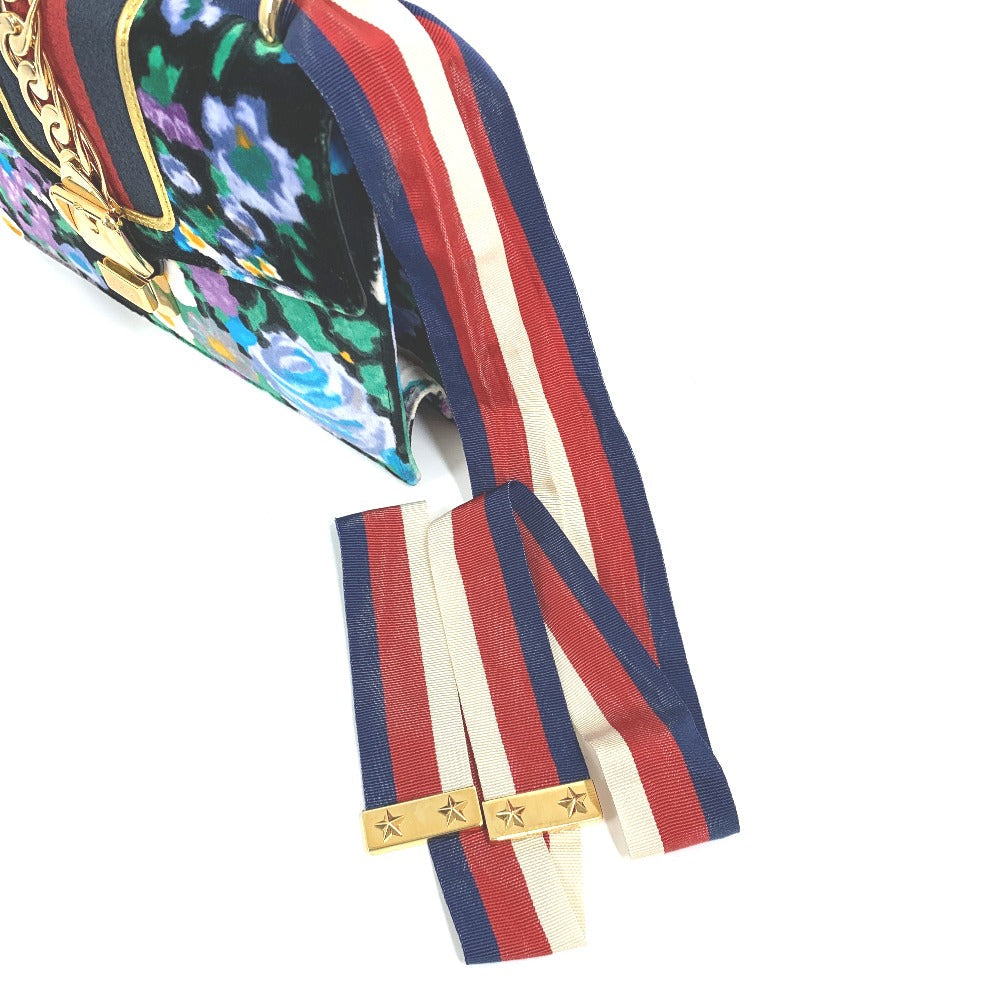 GUCCI Shoulder Bag 421882 Velor / leather multicolor Floral Silvi Small Women Used