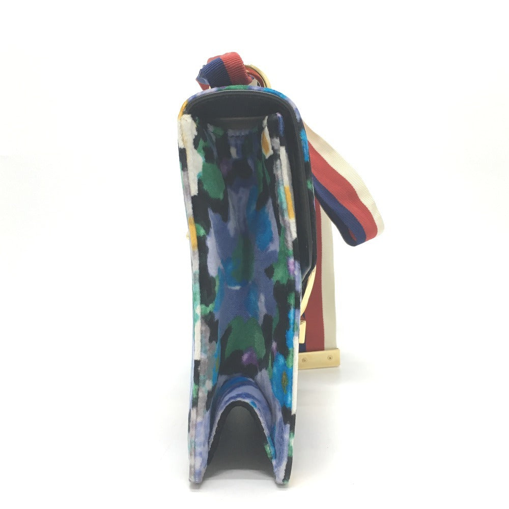 GUCCI Shoulder Bag 421882 Velor / leather multicolor Floral Silvi Small Women Used