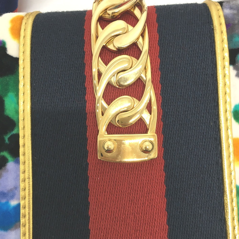 GUCCI Shoulder Bag 421882 Velor / leather multicolor Floral Silvi Small Women Used