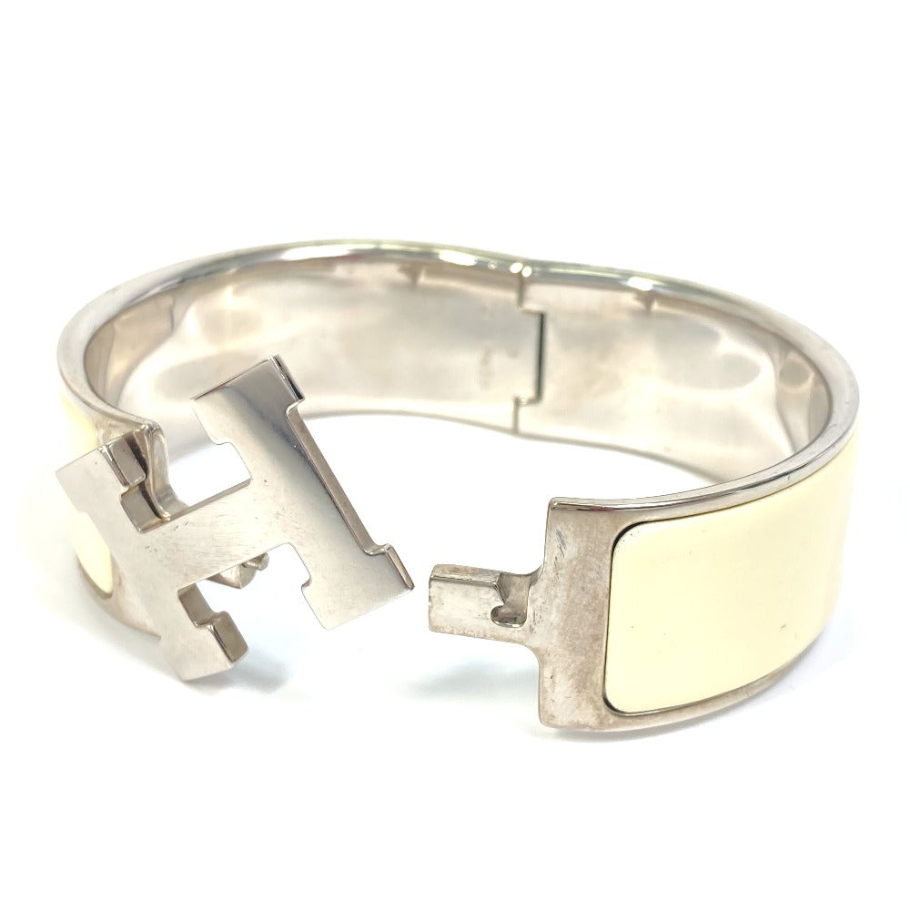 HERMES Bangle Metal, Enamel white H bangle Click Crack H GM