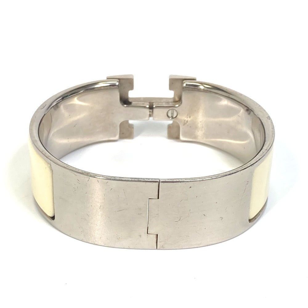 HERMES Bangle Metal, Enamel white H bangle Click Crack H GM