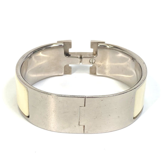 HERMES Bangle Metal, Enamel white H bangle Click Crack H GM