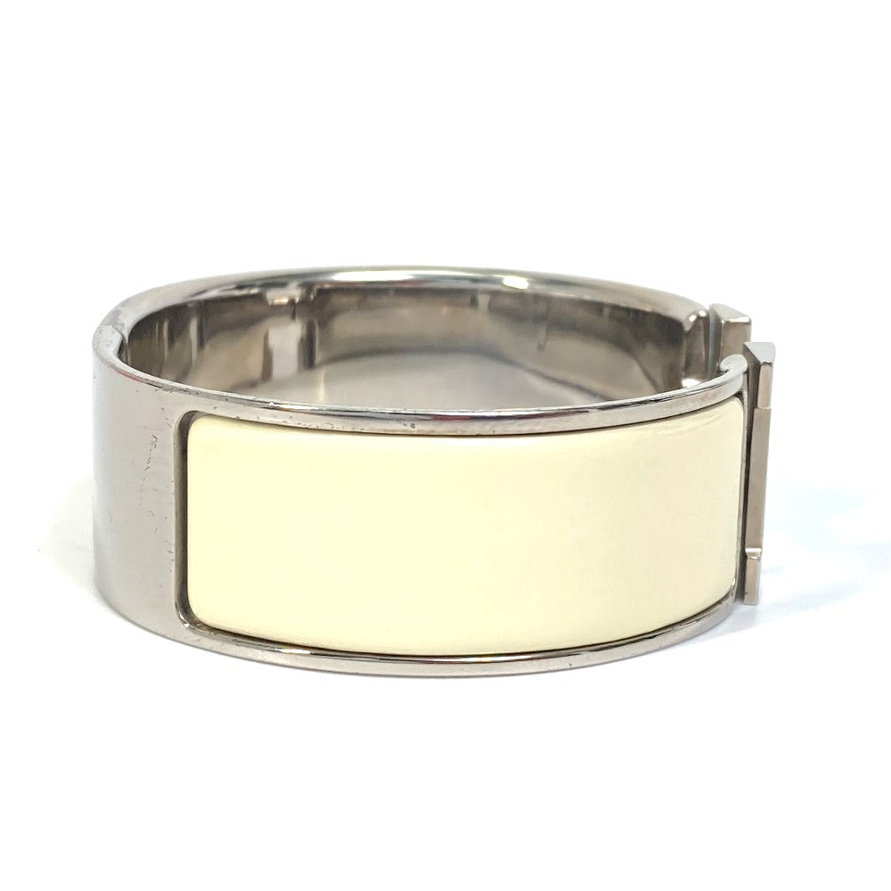 HERMES Bangle Metal, Enamel white H bangle Click Crack H GM