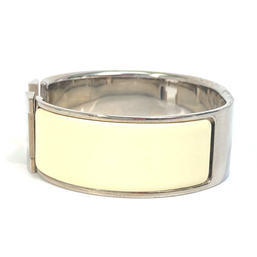 HERMES Bangle Metal, Enamel white H bangle Click Crack H GM