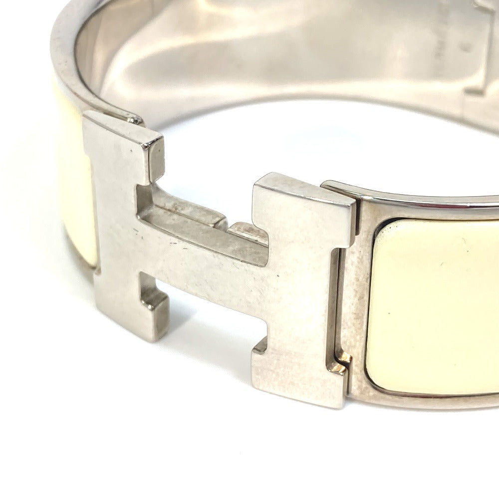 HERMES Bangle Metal, Enamel white H bangle Click Crack H GM