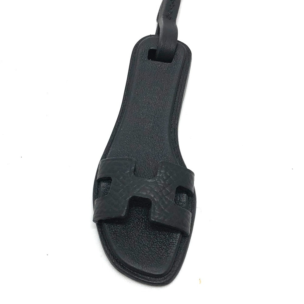 HERMES charm Epsom black Sandals Oran Nano