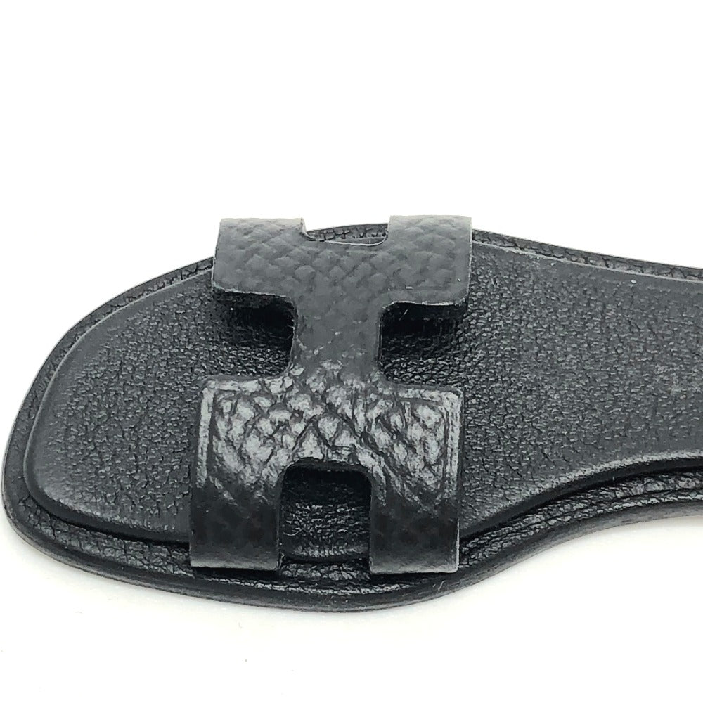 HERMES charm Epsom black Sandals Oran Nano