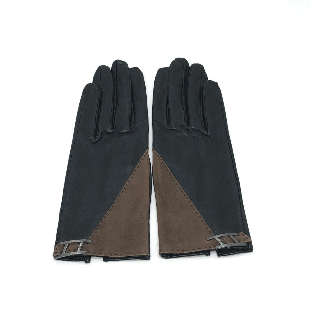 HERMES gloves leather Brown H logo Glove 7