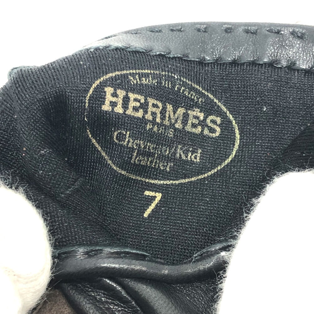 HERMES gloves leather Brown H logo Glove 7