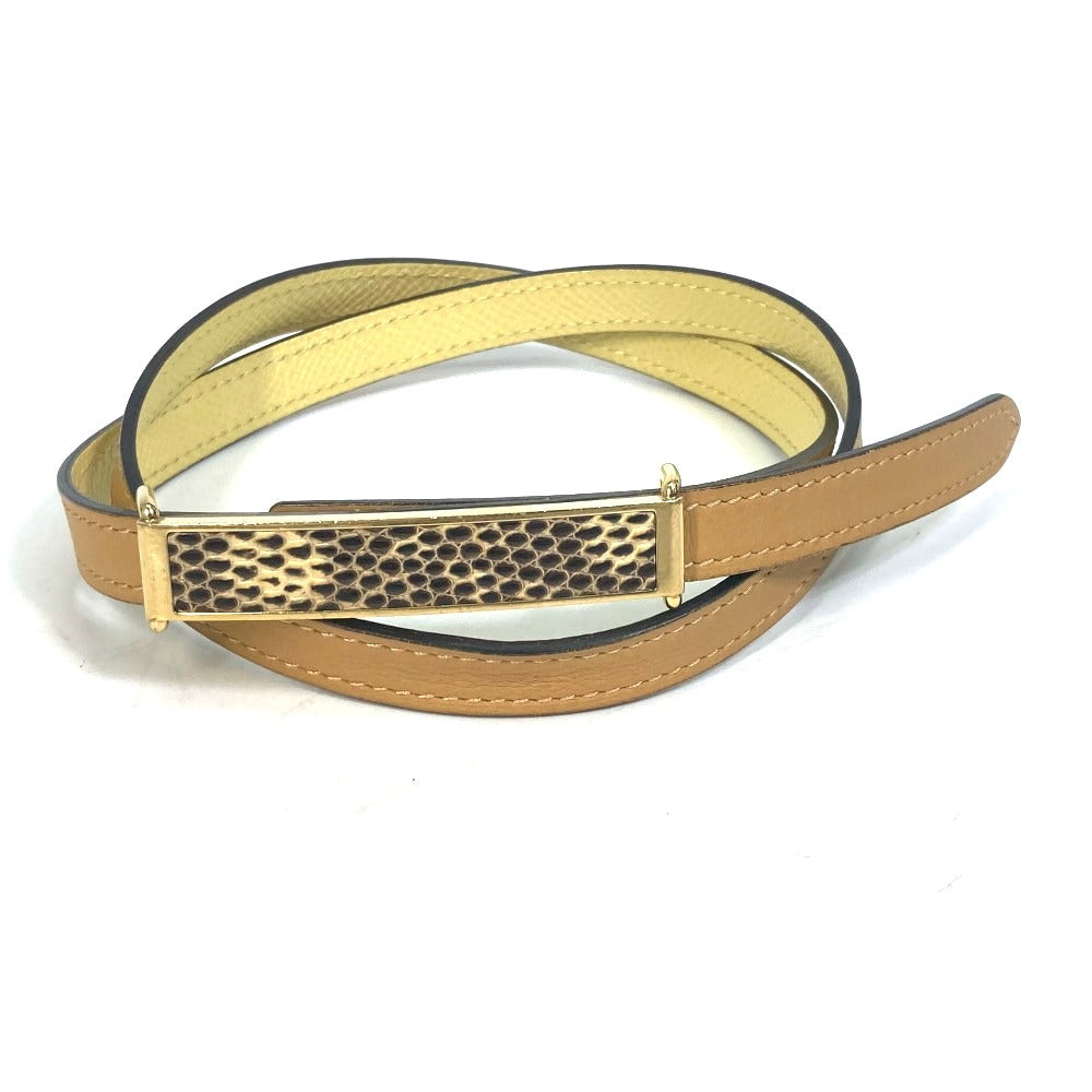 HERMES belt leather yellow Thin belt Women 70 Used