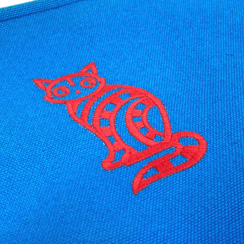 HERMES Pouch canvas Blue x red The King of Cats MITSOU Mitsu Cat Pouch