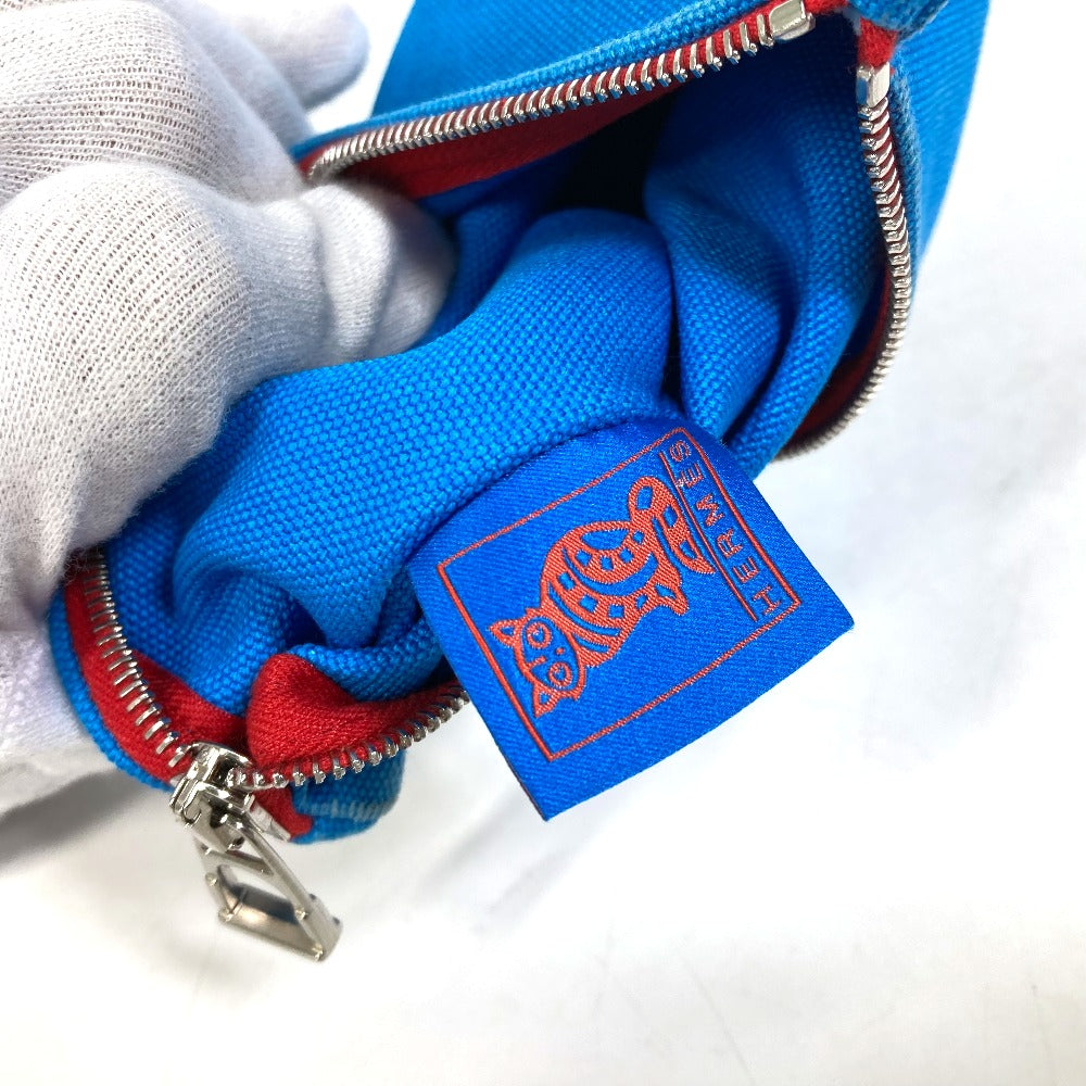 HERMES Pouch canvas Blue x red The King of Cats MITSOU Mitsu Cat Pouch