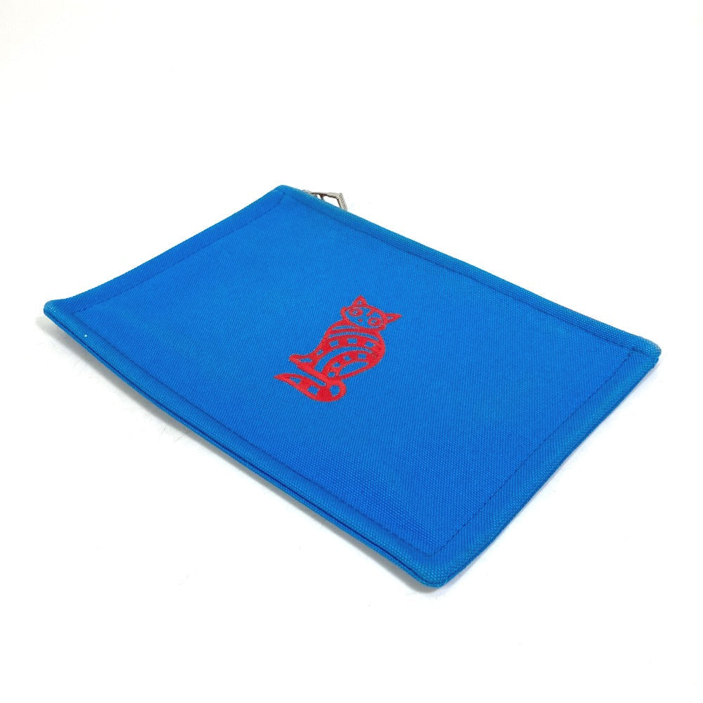 HERMES Pouch canvas Blue x red The King of Cats MITSOU Mitsu Cat Pouch