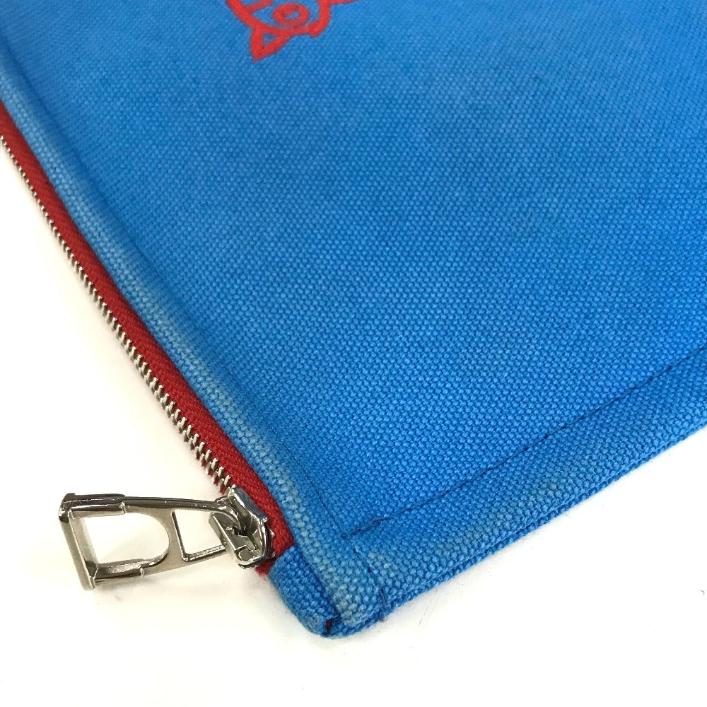 HERMES Pouch canvas Blue x red The King of Cats MITSOU Mitsu Cat Pouch