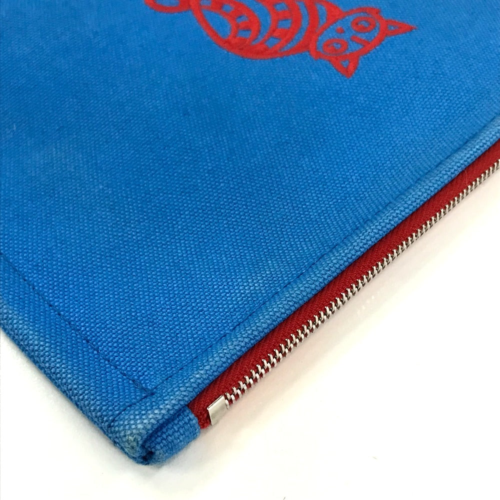 HERMES Pouch canvas Blue x red The King of Cats MITSOU Mitsu Cat Pouch