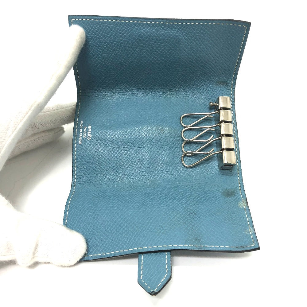 HERMES Key case Key holder  Epsom blue HMetal Bean Women Used