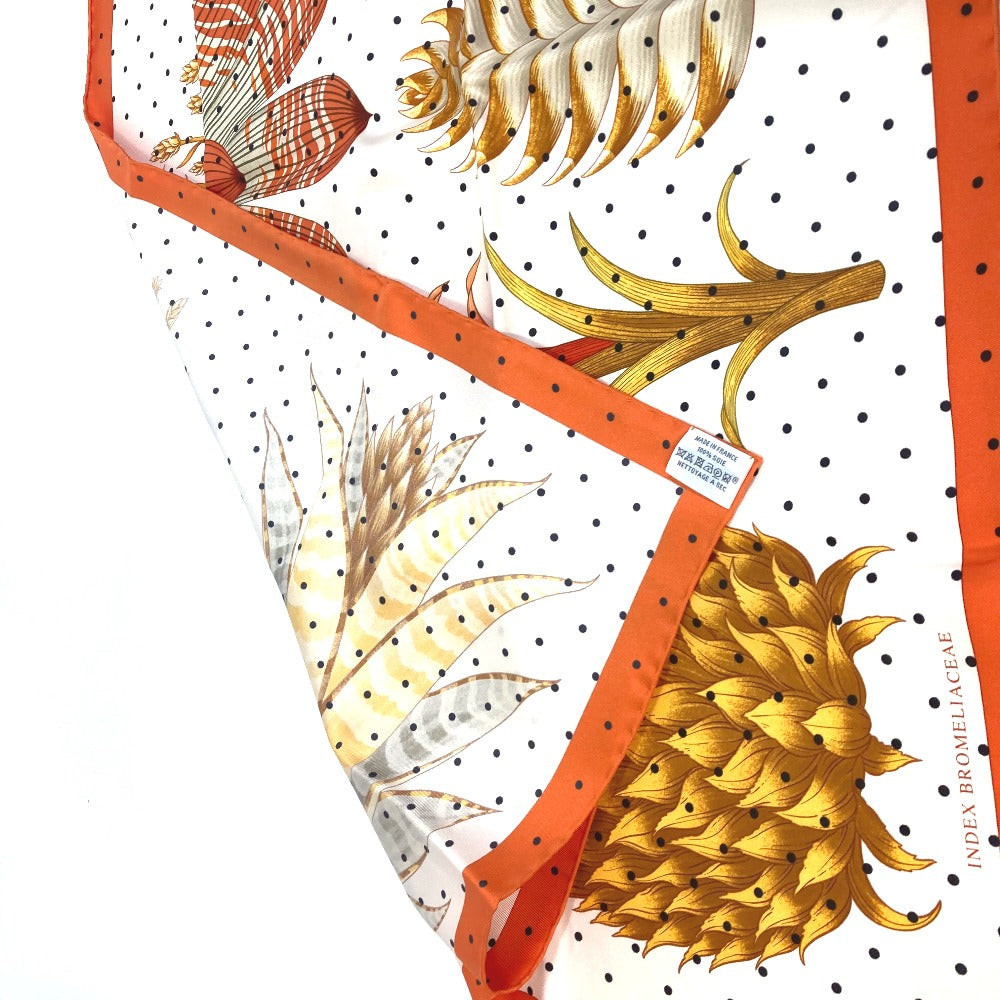HERMES scarf silk Orange Index Bromeliaceae Bromeliad Catalog scarf Women Used