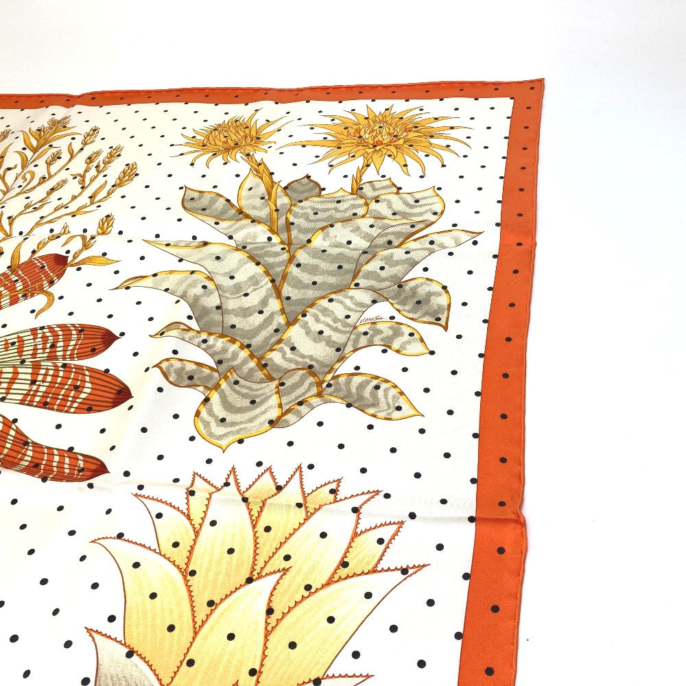 HERMES scarf silk Orange Index Bromeliaceae Bromeliad Catalog scarf Women Used