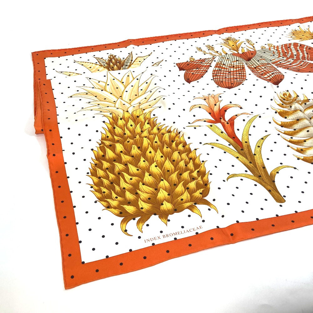 HERMES scarf silk Orange Index Bromeliaceae Bromeliad Catalog scarf Women Used