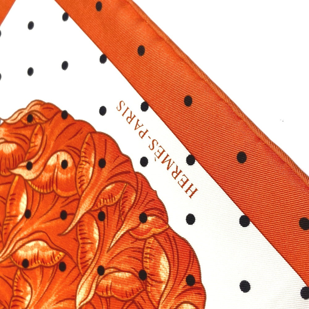 HERMES scarf silk Orange Index Bromeliaceae Bromeliad Catalog scarf Women Used