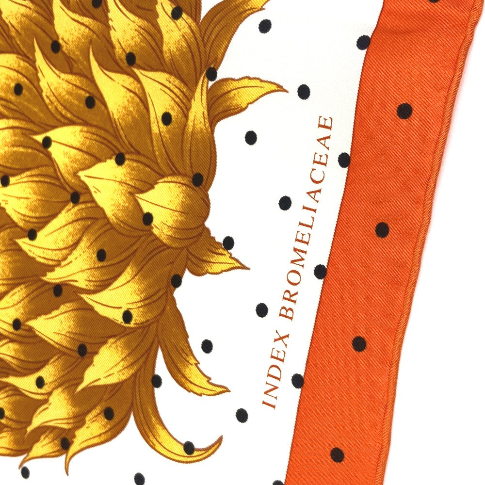HERMES scarf silk Orange Index Bromeliaceae Bromeliad Catalog scarf Women Used