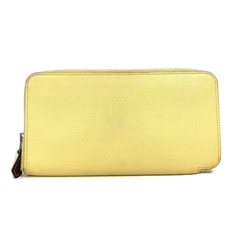 HERMES Long Wallet Purse leather yellow Azap long silk in Wallet Women Used