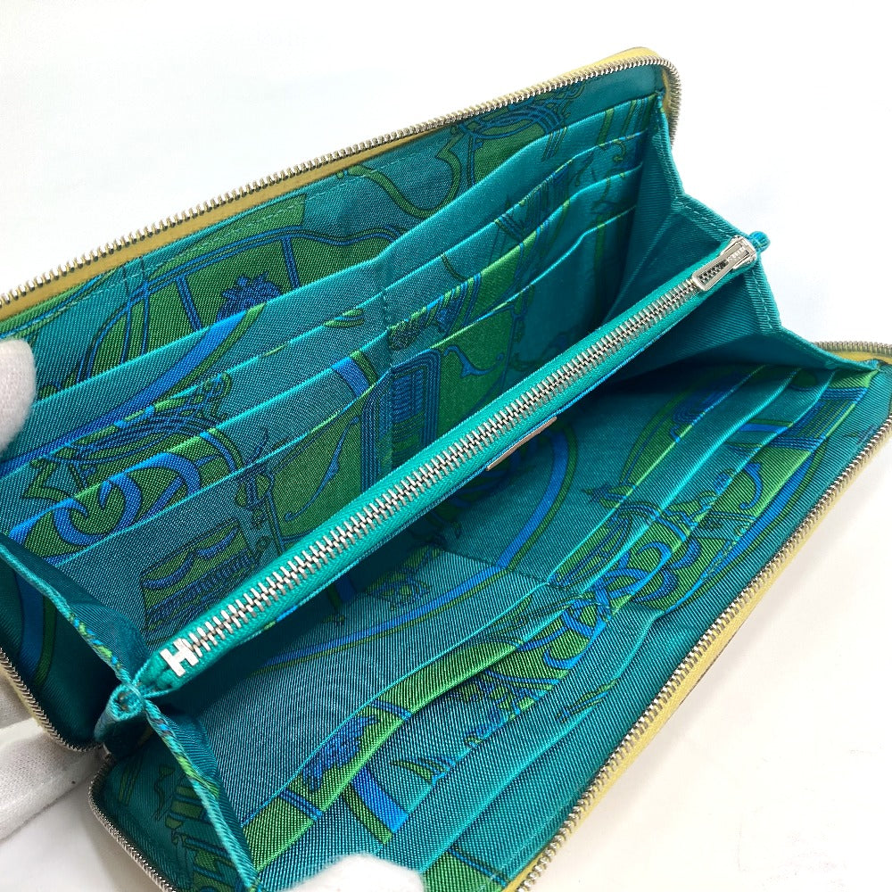 HERMES Long Wallet Purse leather yellow Azap long silk in Wallet Women Used