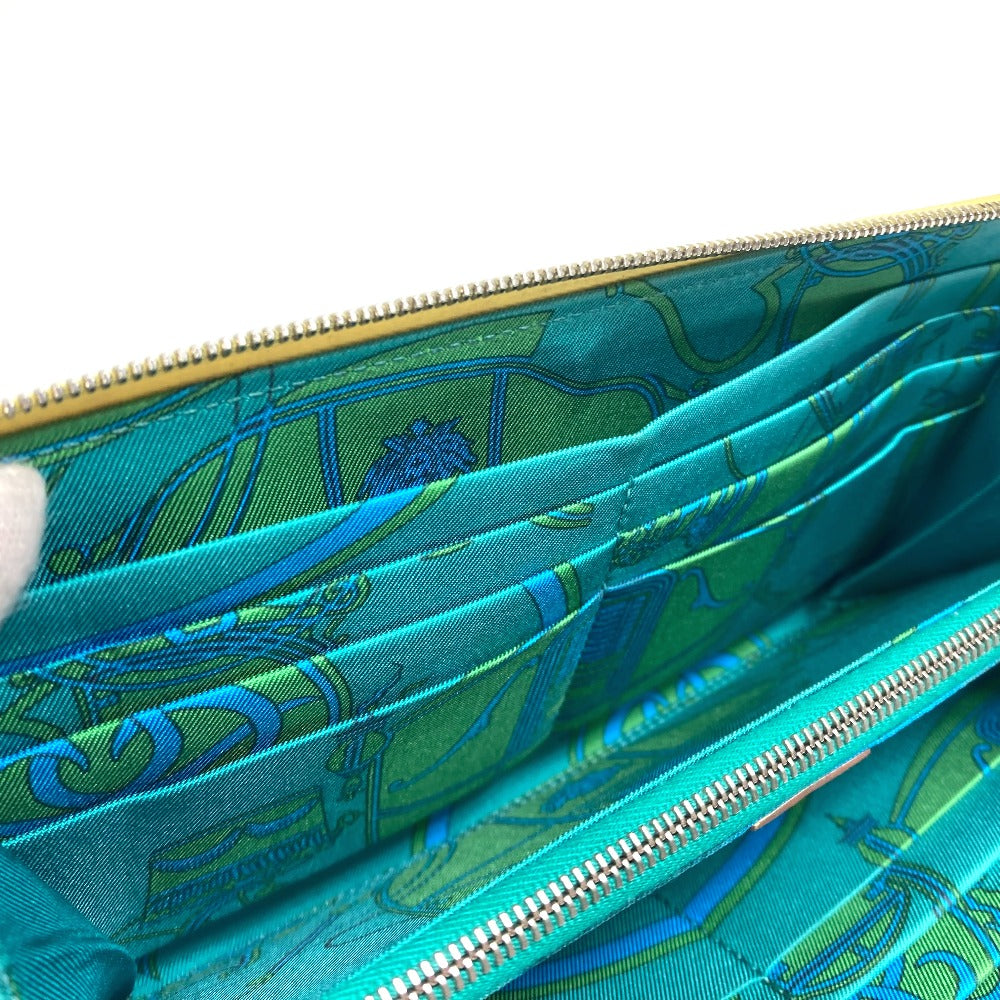 HERMES Long Wallet Purse leather yellow Azap long silk in Wallet Women Used