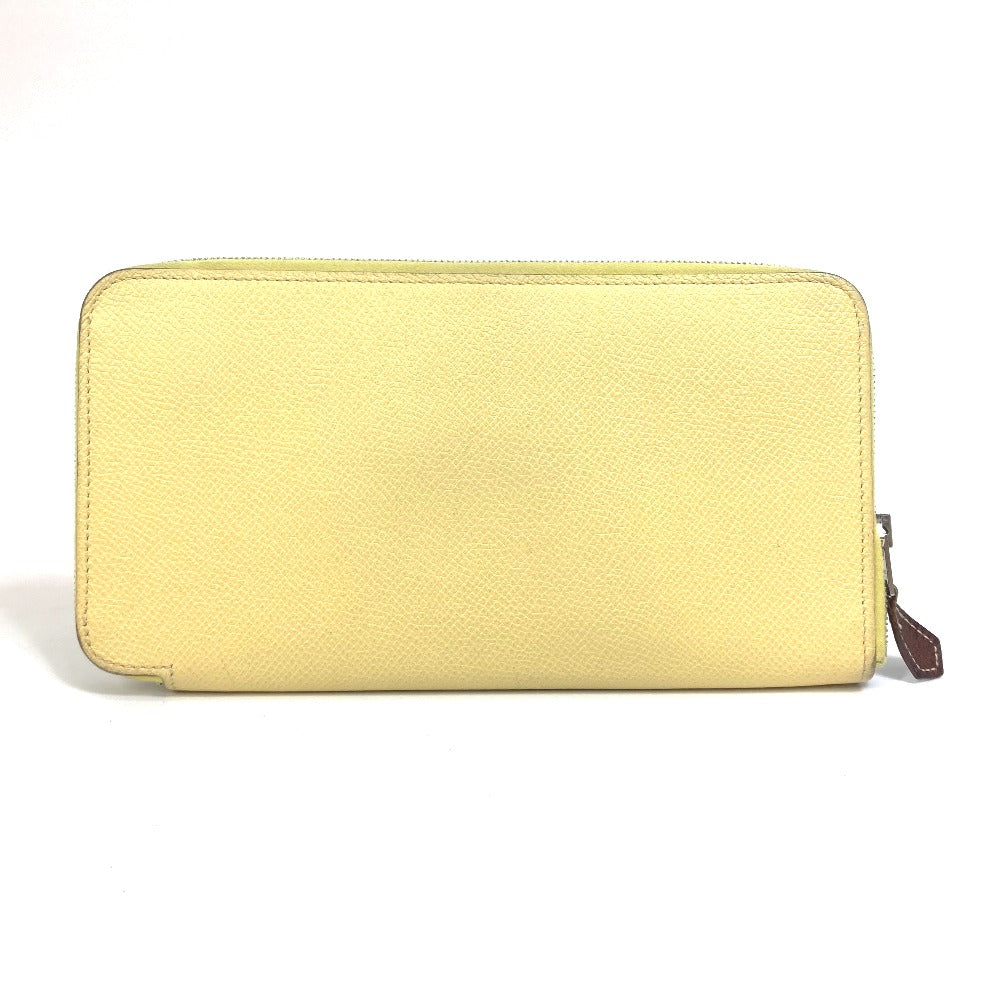 HERMES Long Wallet Purse leather yellow Azap long silk in Wallet Women Used