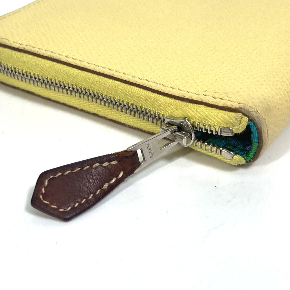 HERMES Long Wallet Purse leather yellow Azap long silk in Wallet Women Used