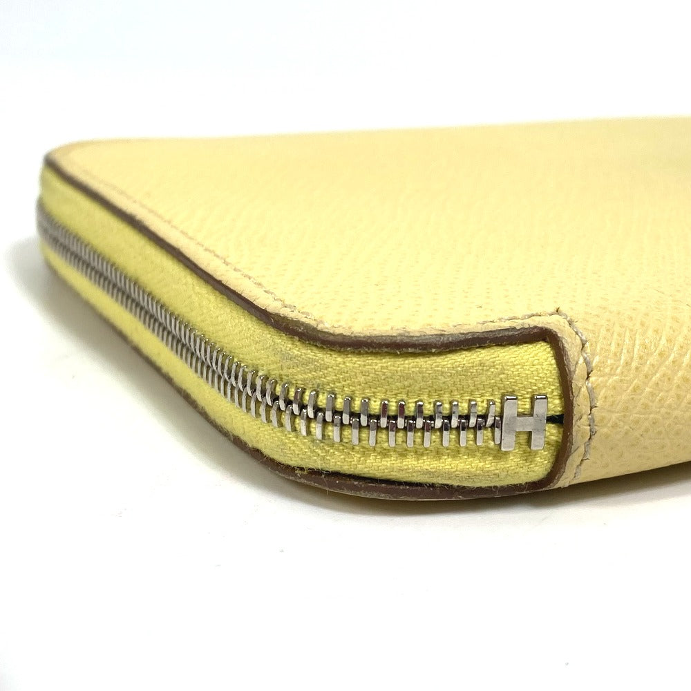 HERMES Long Wallet Purse leather yellow Azap long silk in Wallet Women Used