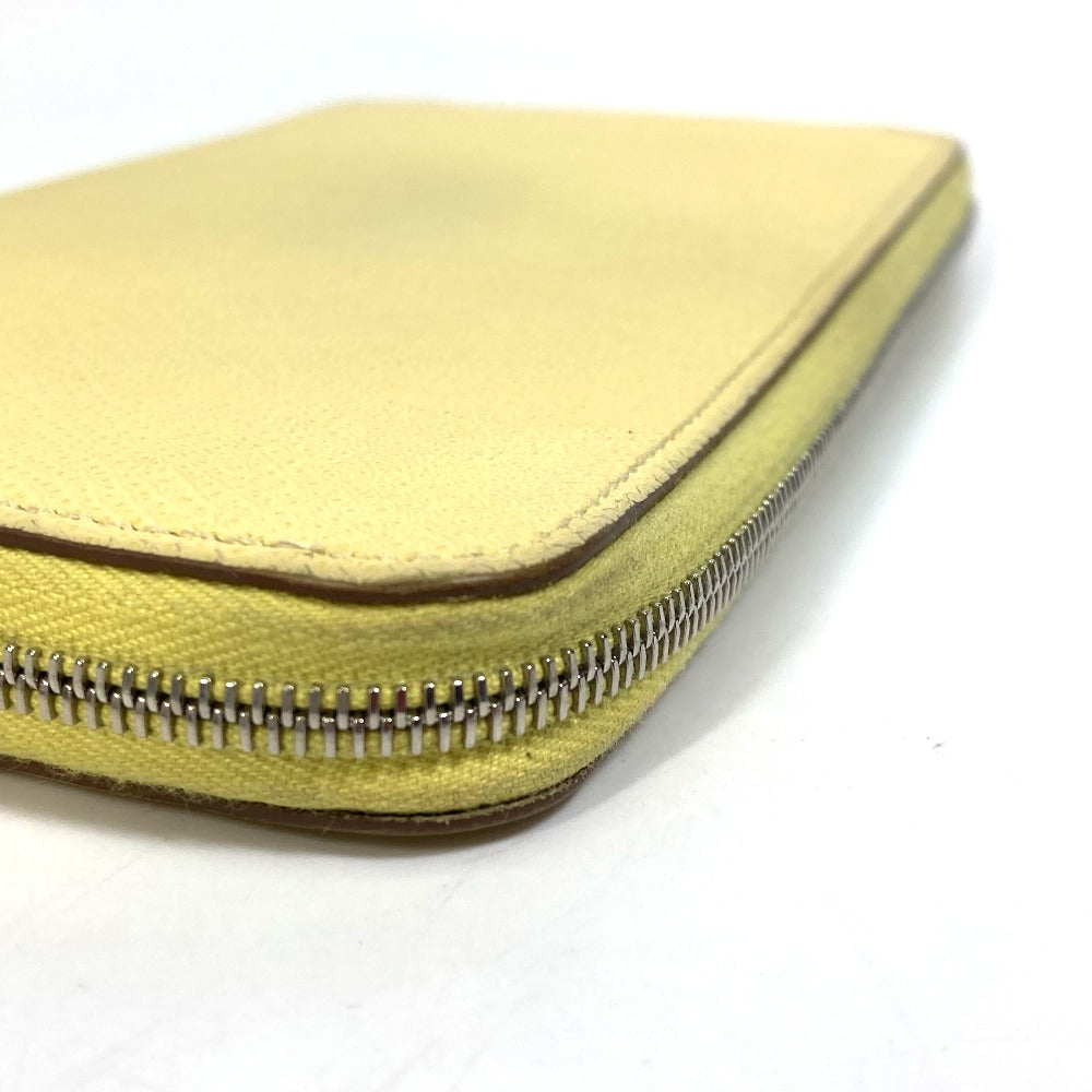 HERMES Long Wallet Purse leather yellow Azap long silk in Wallet Women Used