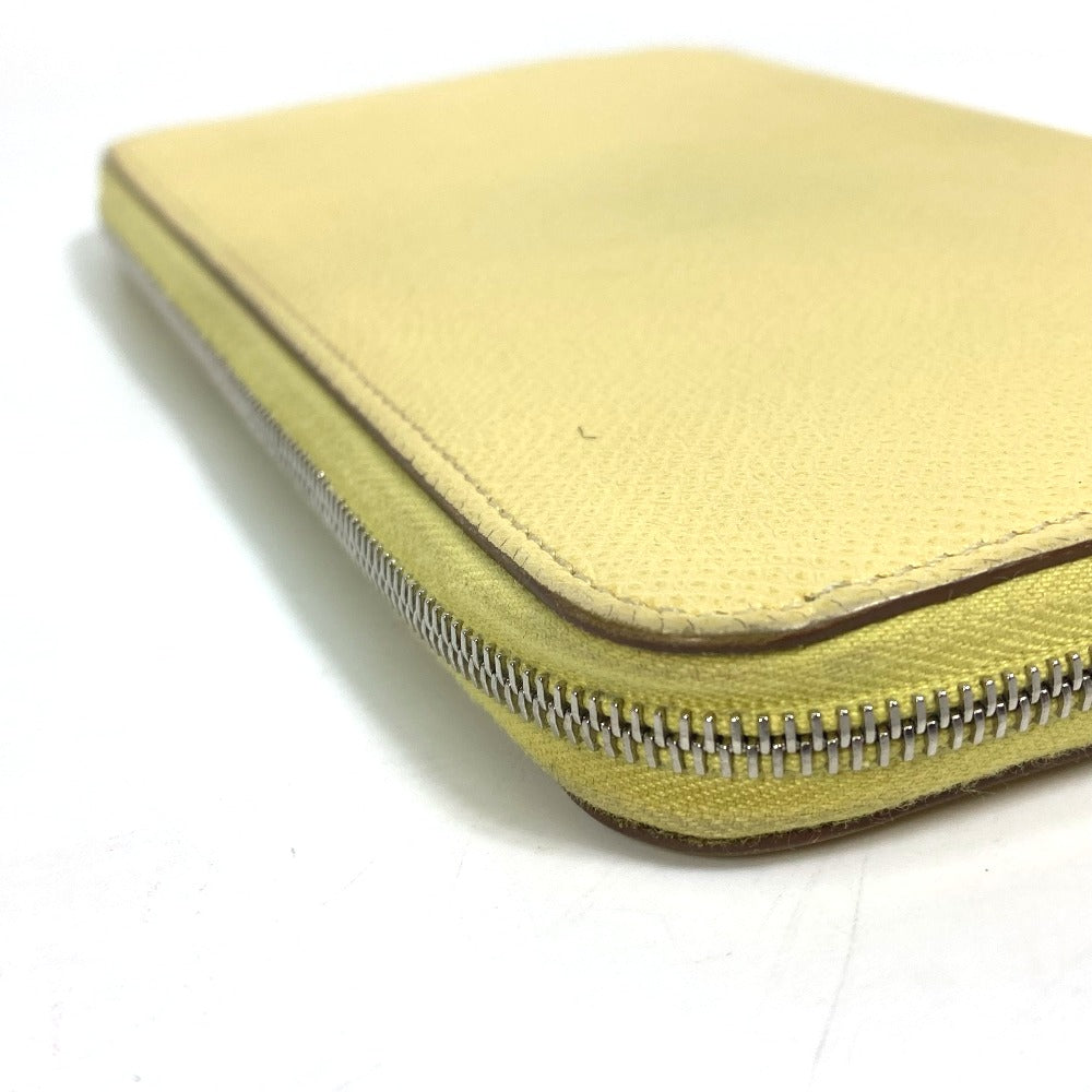 HERMES Long Wallet Purse leather yellow Azap long silk in Wallet Women Used