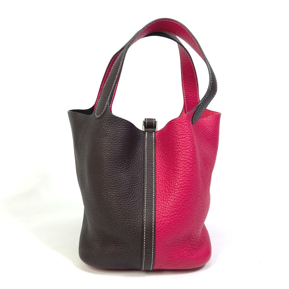 HERMES Handbag Taurillon Clemence Red / brown Picotin Lock 22 MM Kazak Tote Bag Women Used