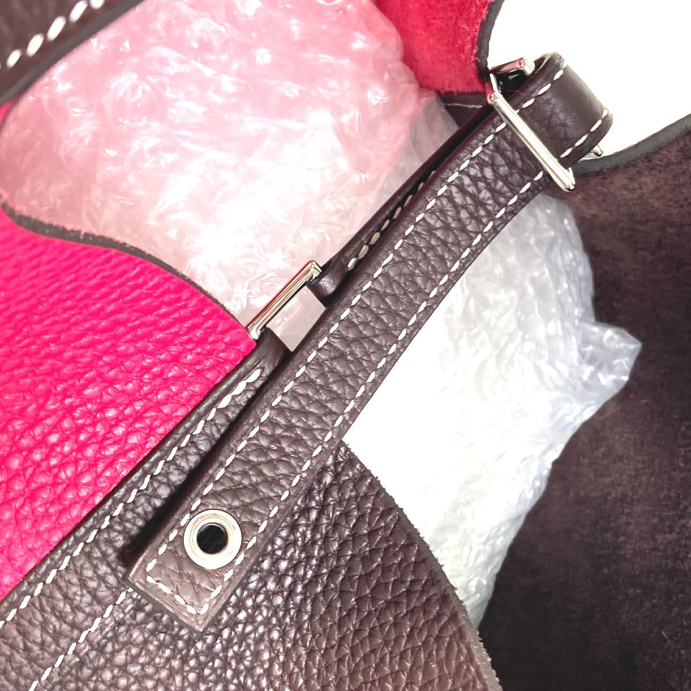 HERMES Handbag Taurillon Clemence Red / brown Picotin Lock 22 MM Kazak Tote Bag Women Used