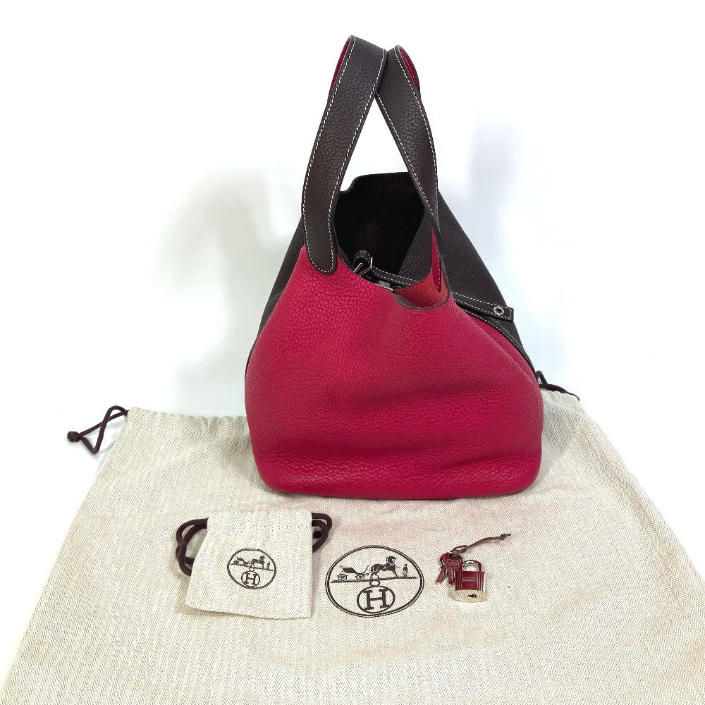 HERMES Handbag Taurillon Clemence Red / brown Picotin Lock 22 MM Kazak Tote Bag Women Used