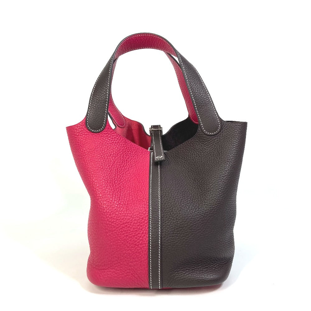 HERMES Handbag Taurillon Clemence Red / brown Picotin Lock 22 MM Kazak Tote Bag Women Used