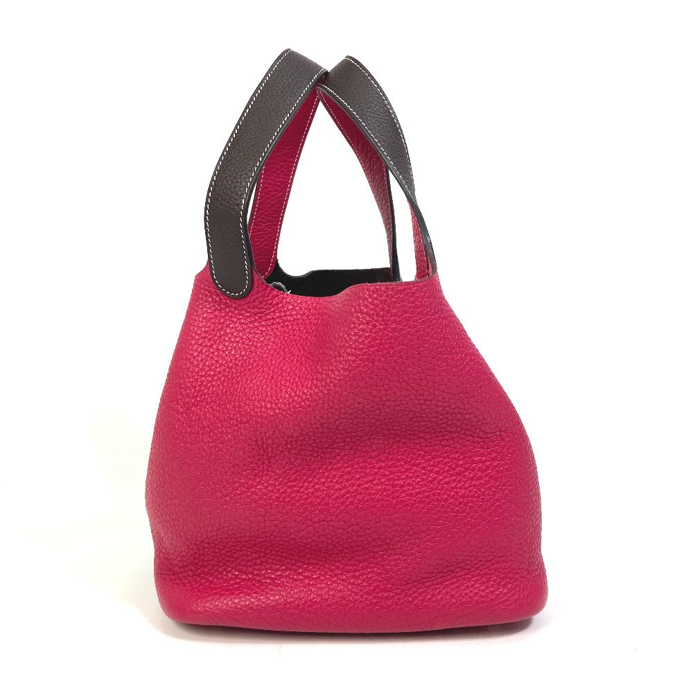 HERMES Handbag Taurillon Clemence Red / brown Picotin Lock 22 MM Kazak Tote Bag Women Used