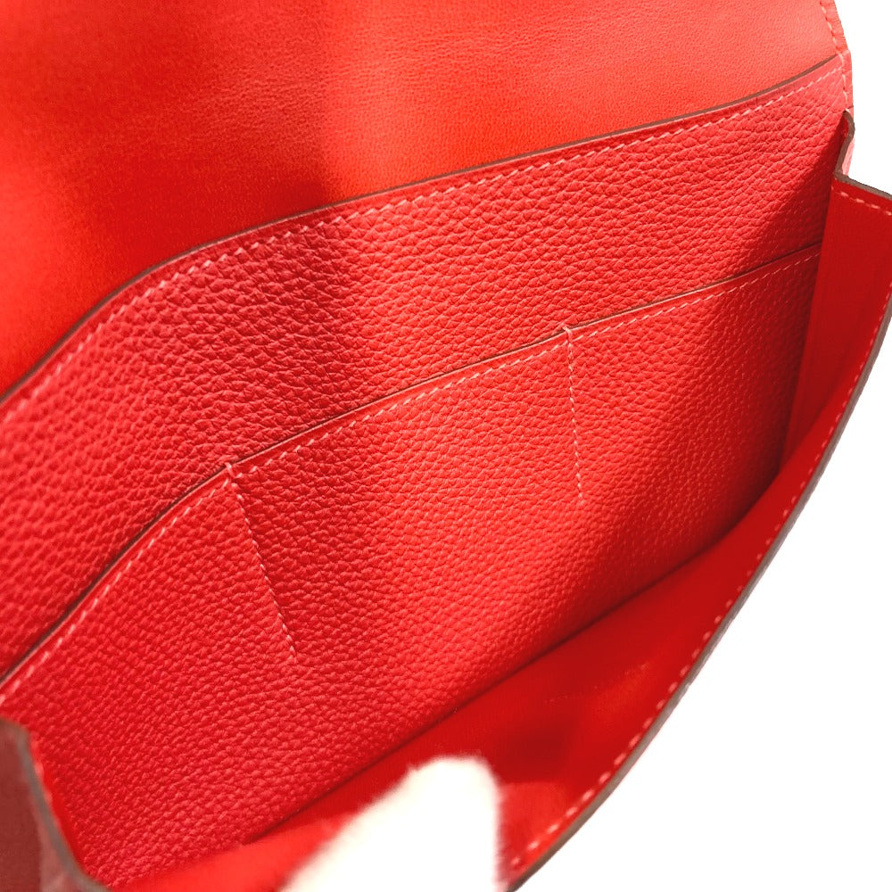 HERMES Long Wallet Purse Togo Red type Dogon GM Wallet Women Used