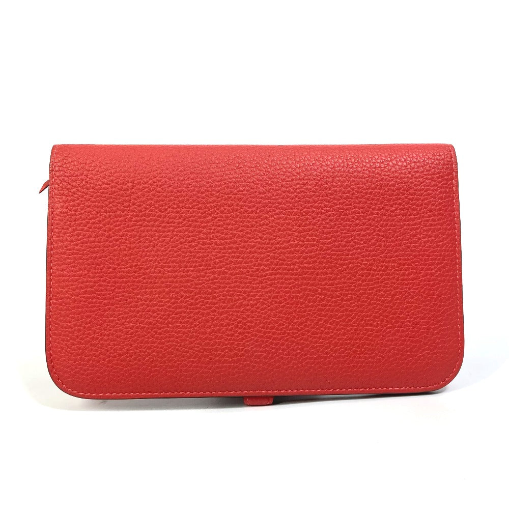 HERMES Long Wallet Purse Togo Red type Dogon GM Wallet Women Used